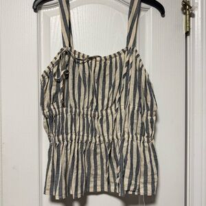 Universal Thread Navy and Beige Striped Tank Top